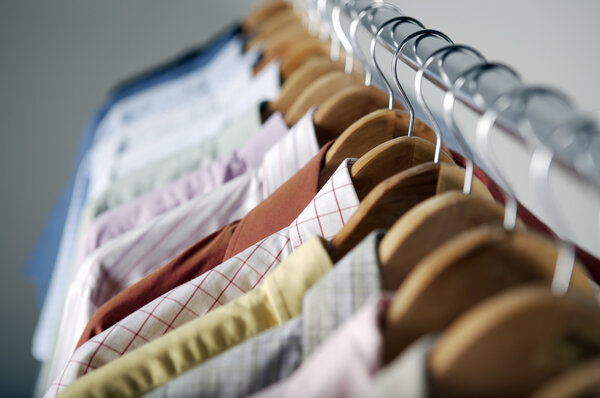 Close up of clothing rack