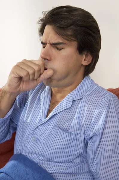 Sick man coughing — Stock Photo, Image