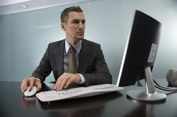 Empresario mirando la pantalla de la computadora — Foto de Stock