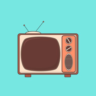 Yalıtılmış bağbozumu TV'nin. Vektör hat illüstrasyon