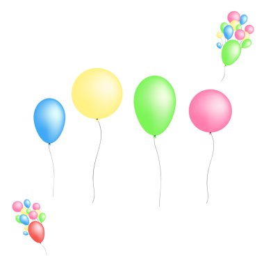 Beyaz arka plan üzerinde izole renkli parlak balonlar