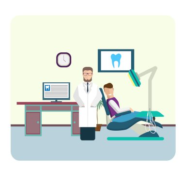 Düz renkli diş hekimi ofis iç kümesi