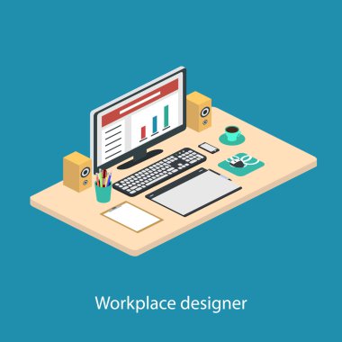 Modern yaratıcı ofis işyeri çizimi