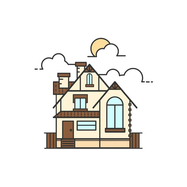 Ilustración de arte de línea vectorial de casa icono aislado — Archivo Imágenes Vectoriales