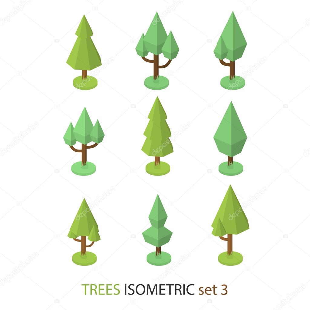 Isometric vector tree set 3