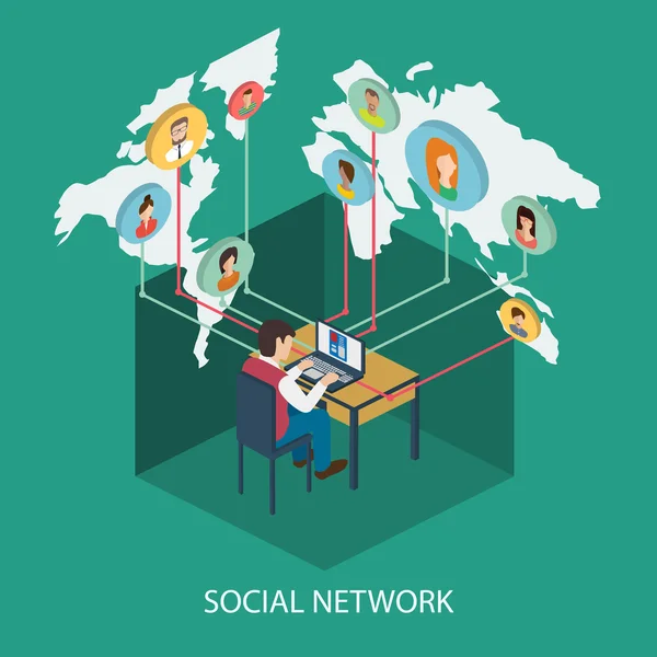 Sociale netwerk online concept voor web- en infograp — Stockvector