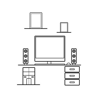 İnce çizgi düz tasarım çalışma alanı'nın. Modern vektör çizim c