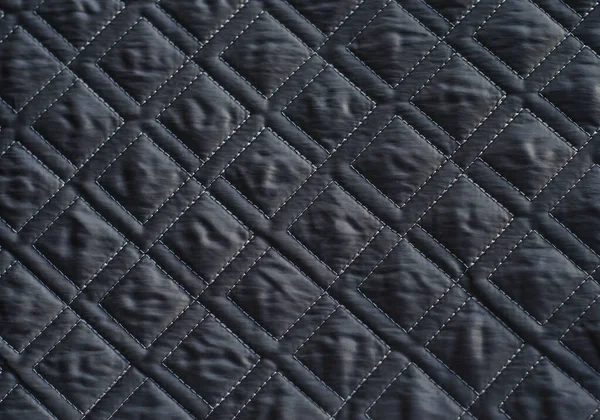 Grey Quilted Fabric Background Double Machine Stitching Drawing Form Squares — Stock Photo, Image