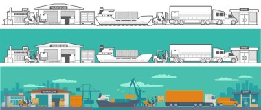 Logistic - warehouse, ship, truck, car
