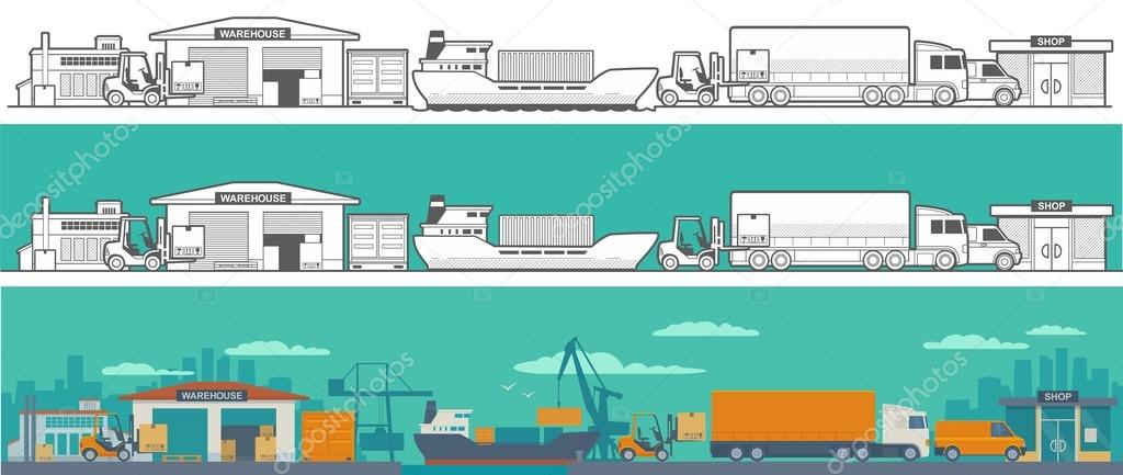 Logistic - warehouse, ship, truck, car