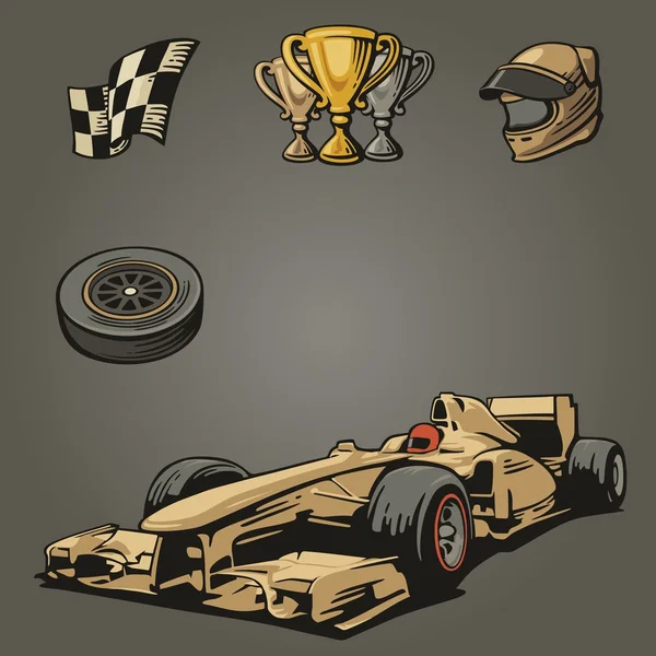 F1 Juego de deportes de coche símbolos . — Vector de stock