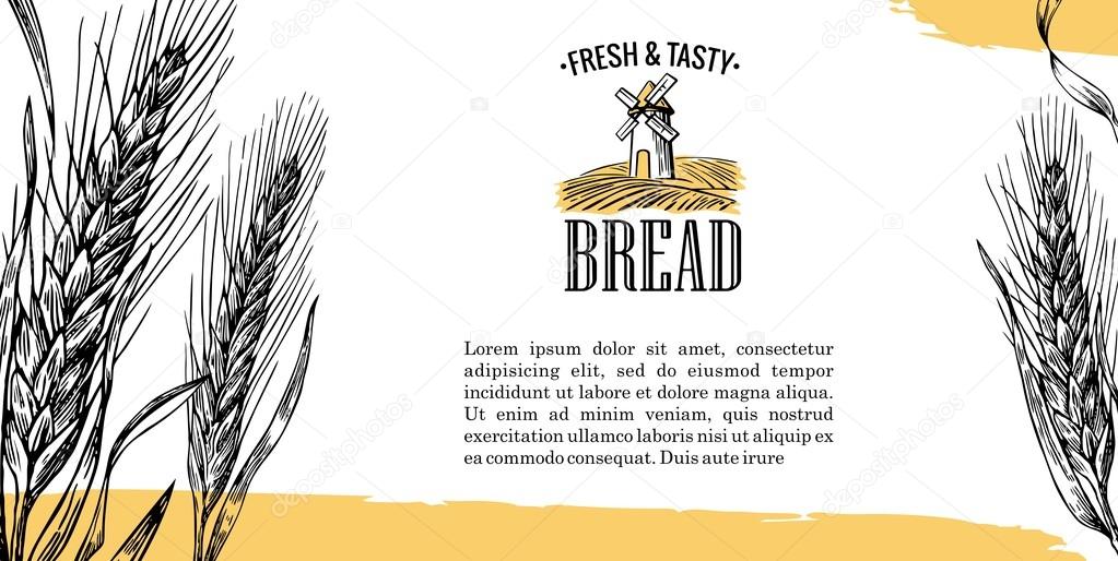Vintage vector engraving illustration for label,  corporate identity, badges, presentations, flayer for bakery shop