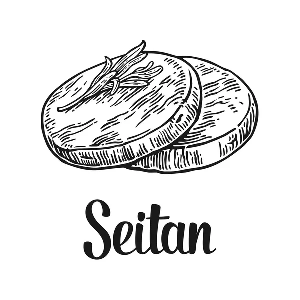 Seitan. Vector preto vintage gravado ilustração isolada no fundo branco . — Vetor de Stock