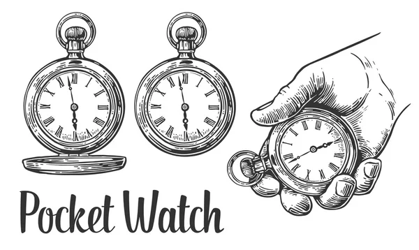 Antique pocket watch. Vector vintage engraved illustration. Royalty Free Stock Illustrations