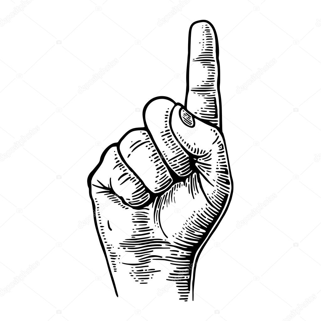 Hand gesture pointing number one sign Royalty Free Vector
