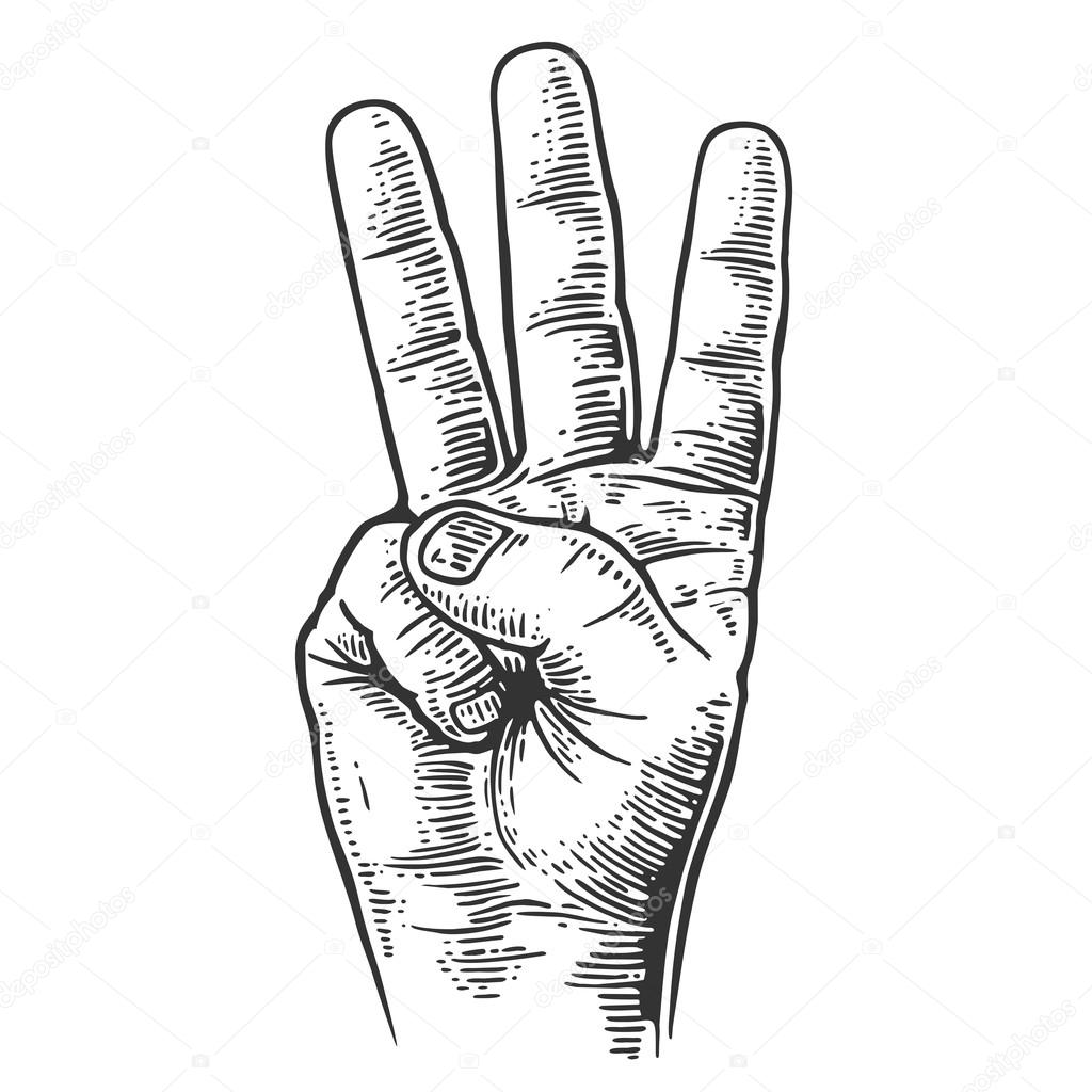 hand shows three fingers  Finger, Vector free, Shows