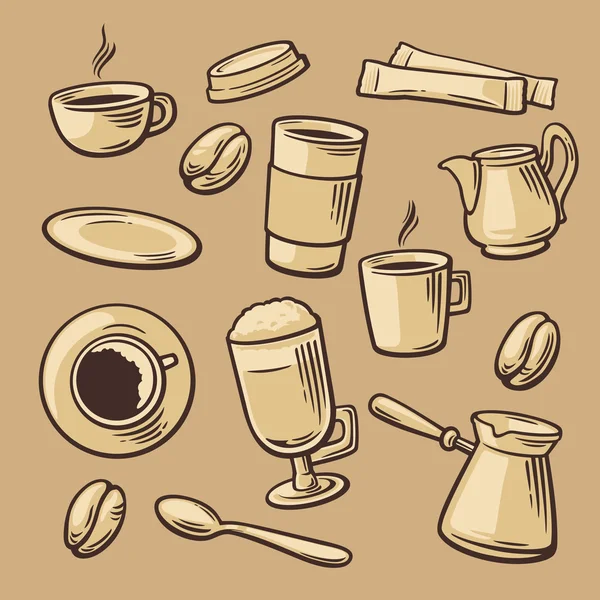 Coffee Pattern hand drawn vintage vector illustration. — Stockvector