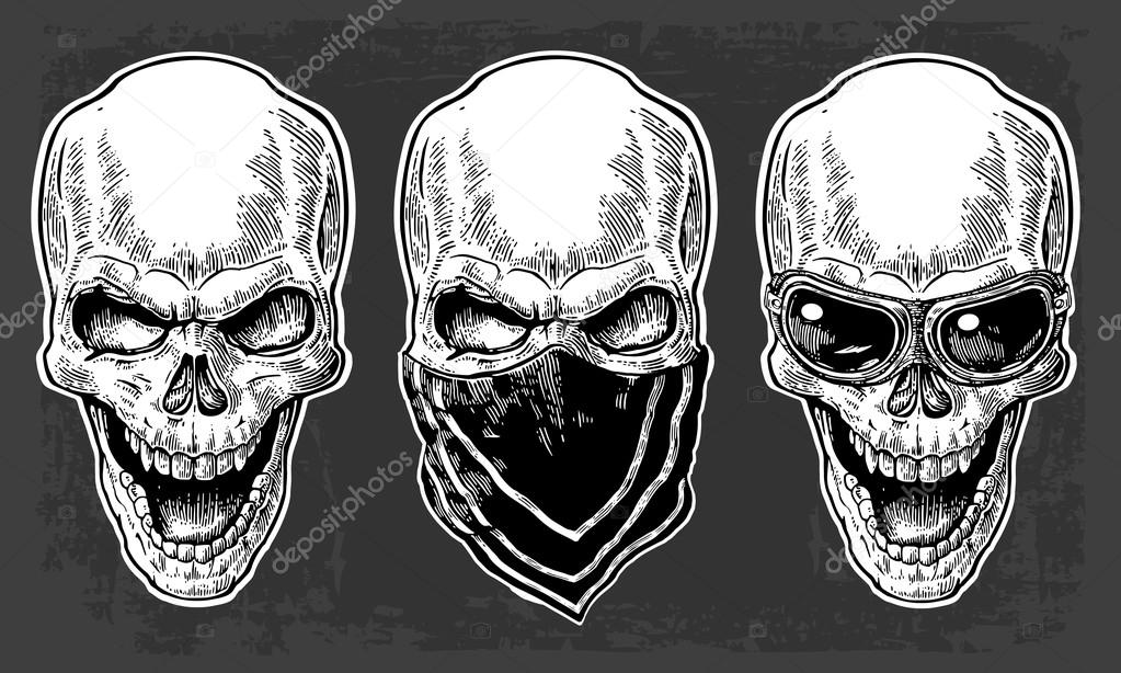 bandana skull vector de para y Ilustración gafas pañuelo moto. Calavera con bandana skull vector de para y Ilustración gafas pañuelo moto. Calavera con
