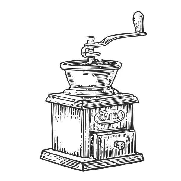 Kaffemøllen. Håndtegnet skitse stil. Vintage sort vektor gravering illustration til etiket, web. Isoleret på hvid baggrund – Stock-vektor