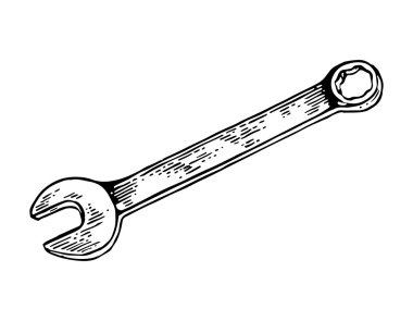 Wrench. Vintage vector engraving illustration for info graphic, poster, web. Isolated on white background