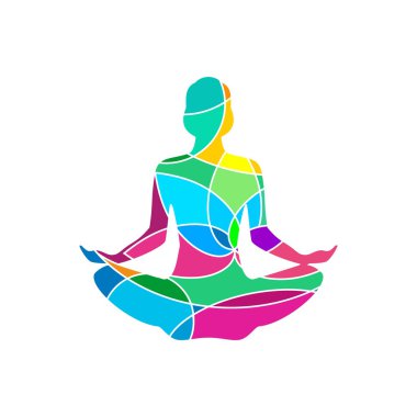 Lotus yoga poz simgesi. Vektör soyut