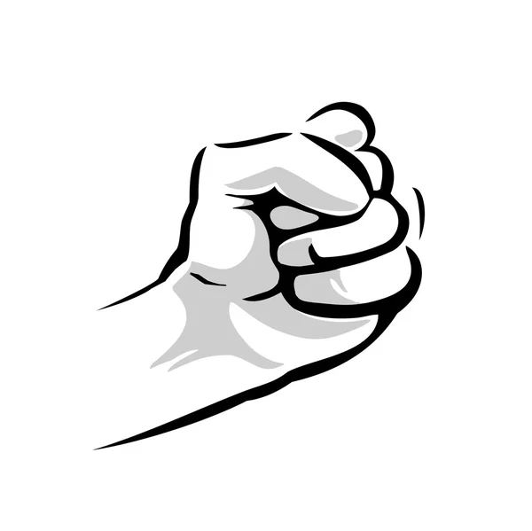 Mão humana com um punho apertado. Vector preto vintage gravada ilustração isolada em um fundo branco. Sinal de mão para web, cartaz, info gráfico — Vetor de Stock