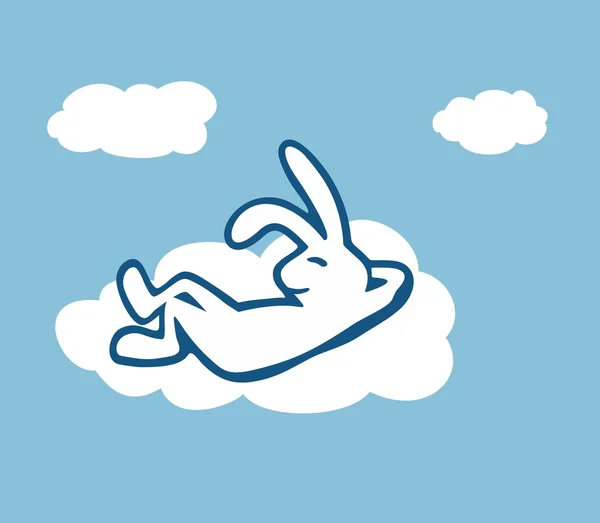 Lapin sur nuage. Illustration vectorielle dessin plat couleur — Image vectorielle