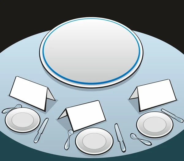 Tafel met gerechten. Platte vectorillustratie voor het web — Stockvector