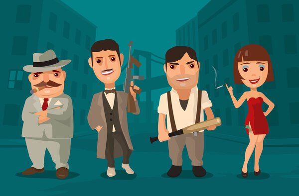 Set person Mafia. Don, capo, soldier, prostitute.