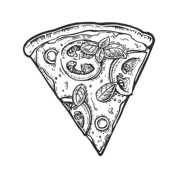 Cortar pizza margherita. Ilustración de grabado vectorial vintage para póster, menú, caja . — Archivo Imágenes Vectoriales