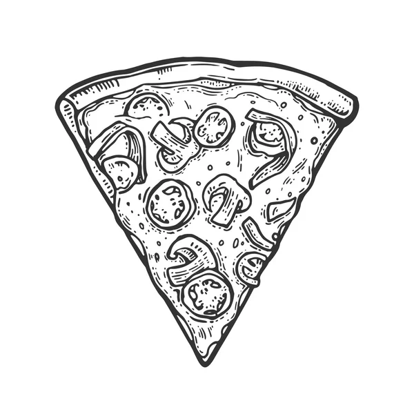 Slice pizza Mexicaanse. Vintage vector illustratie voor poster, menu, box gravure. — Stockvector