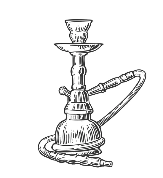 Hookah. Vector vintage gravado ilustração preta isolada sobre fundo branco . — Vetor de Stock