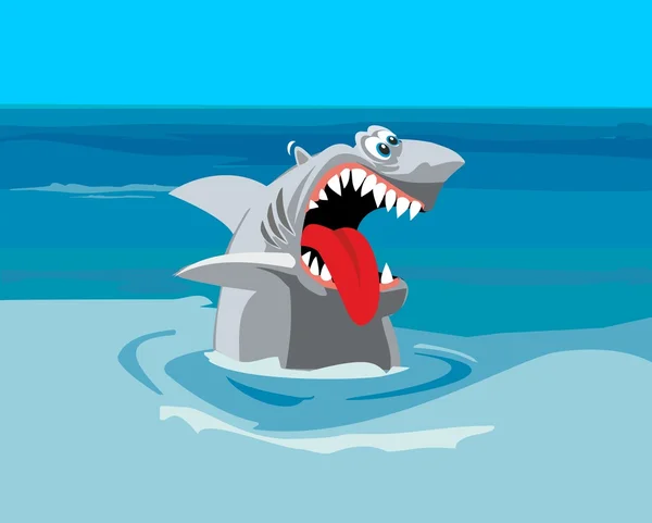 Shark wants to eat. Comics vector flat illustration — Stock Vector