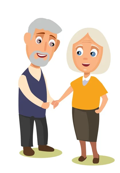 Grandmother and grandfather . Vector flat color illustration isolated on background. — Stock Vector