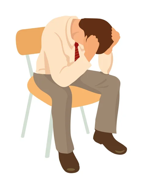 Overworked businessman is under stress with headache. Worried man — Stock Vector