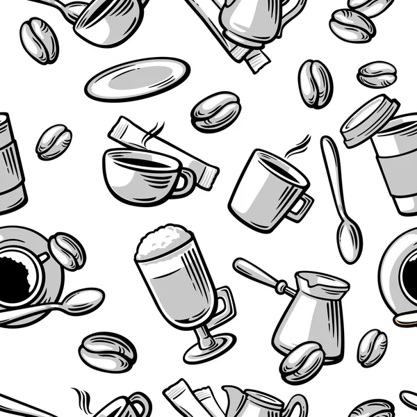Nahtlose Kaffee-Muster Hand gezeichnet vintage Vektor Illustration. — Stockvektor