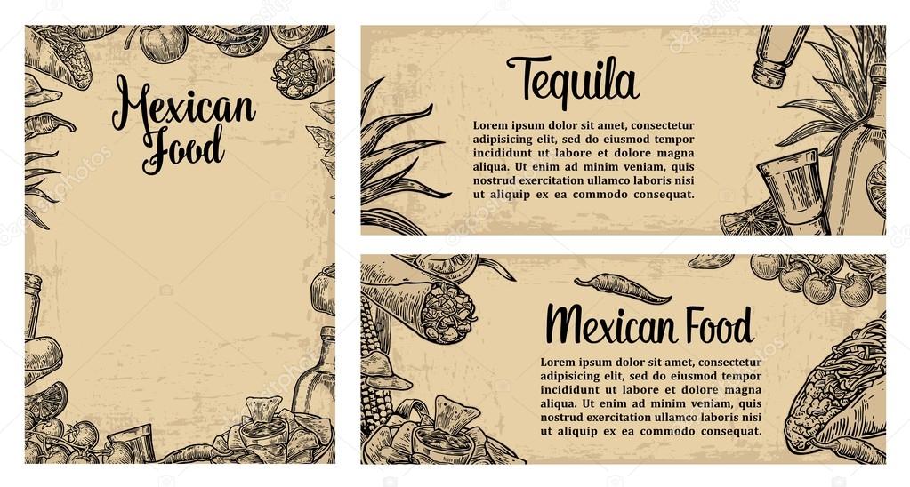 mexican traditional food restaurant menu template with spicy dish