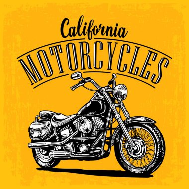 Motosiklet. İllüstrasyon vektör kazınmış