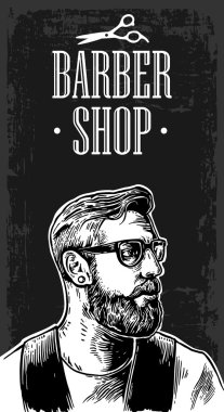 Kafa hipster gözlük ve sakalı