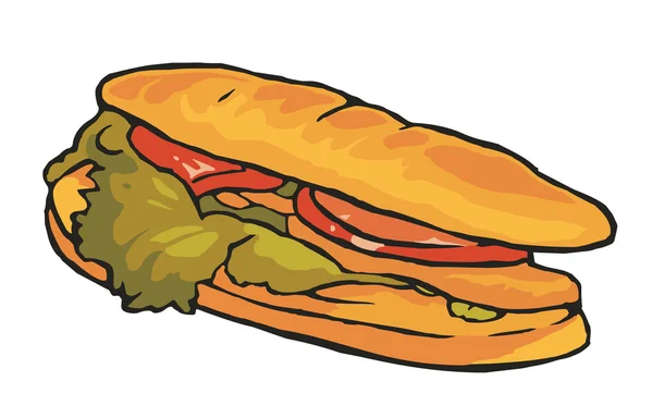 Sandwich isolé sur fond blanc. — Image vectorielle