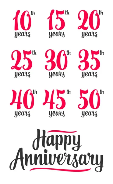 Happy anniversary sign collection. — Stock Vector