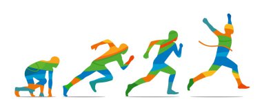 Adım çalıştırıyor. Runner başından sonuna kadar. Yan görünüm.
