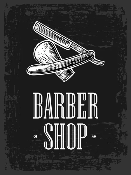 Scheermes en scheren borstel voor Barbershop — Stockvector