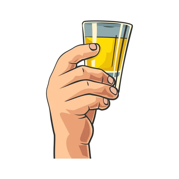 Tequila en verre à main masculine . — Image vectorielle