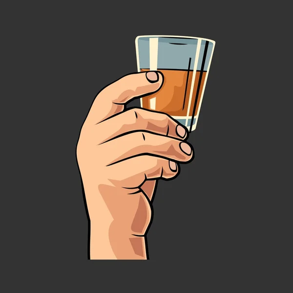 Main masculine tenant un verre avec du rhum . — Image vectorielle