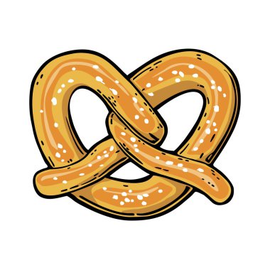 Pretzel. Vintage vector flat illustration clipart