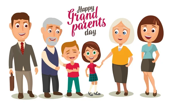 Boldog család. Szülők, nagyszülők és childs. — Stock Vector