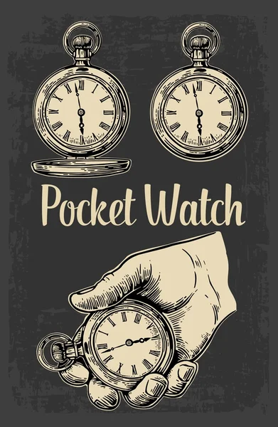 Relógio de bolso antigo. Vetor vintage gravada ilustração . — Vetor de Stock