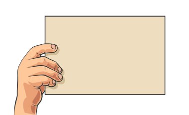 Büyük boş kağıt tutan erkek el.