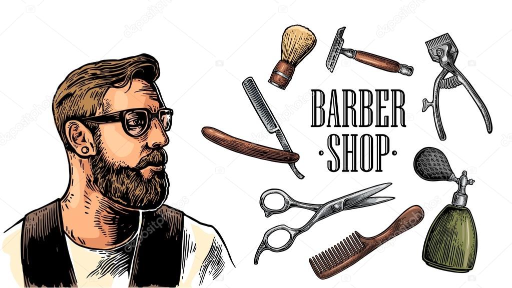 Head hipster and equipment for BarberShop